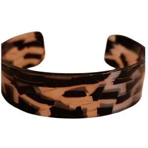 Mother of pearl gold threaded inlay acrylic vintage cuff